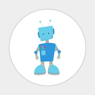 Cute Robot, Funny Robot, Silly Robot, Blue Robot Magnet